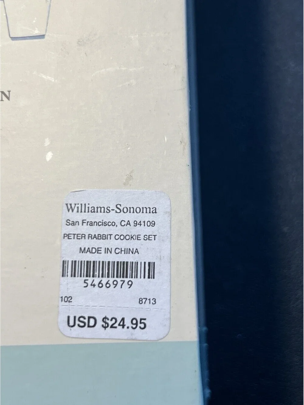 NIB Williams Sonoma 2020 Peter Rabbit Cookie Baking Kit 27 Piece Set, 7.5x10”